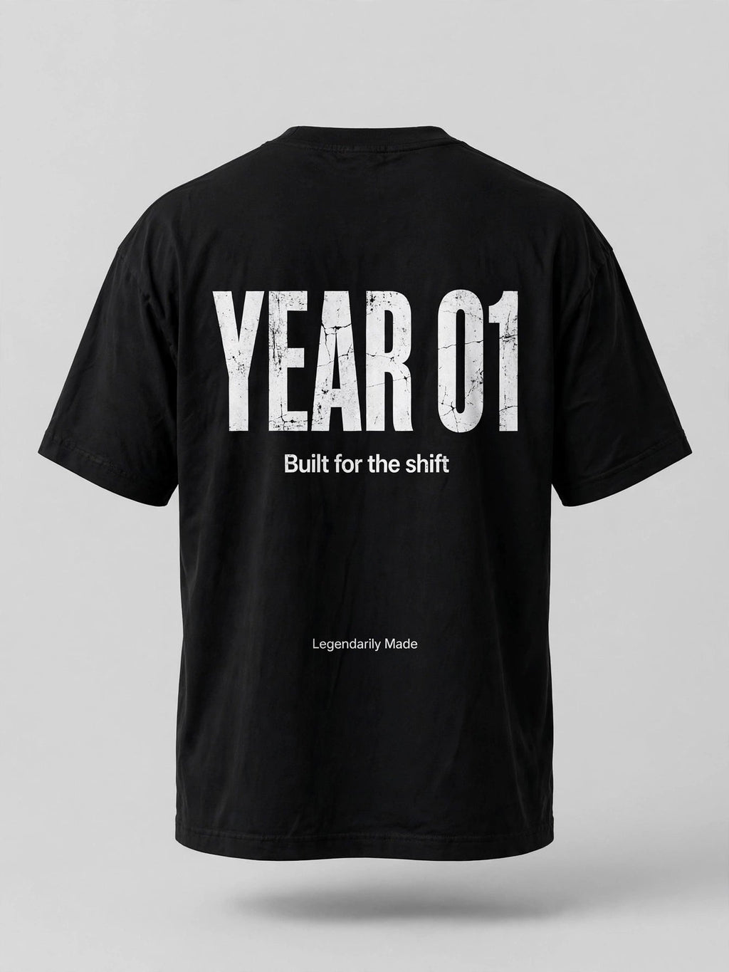 Legendarily Made YEAR 01 Tee - Black, Front Logo, Heavyweight Unisex Workwear T-Shirt