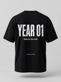 Legendarily Made YEAR 01 Tee - Black, Front Logo, Heavyweight Unisex Workwear T-Shirt