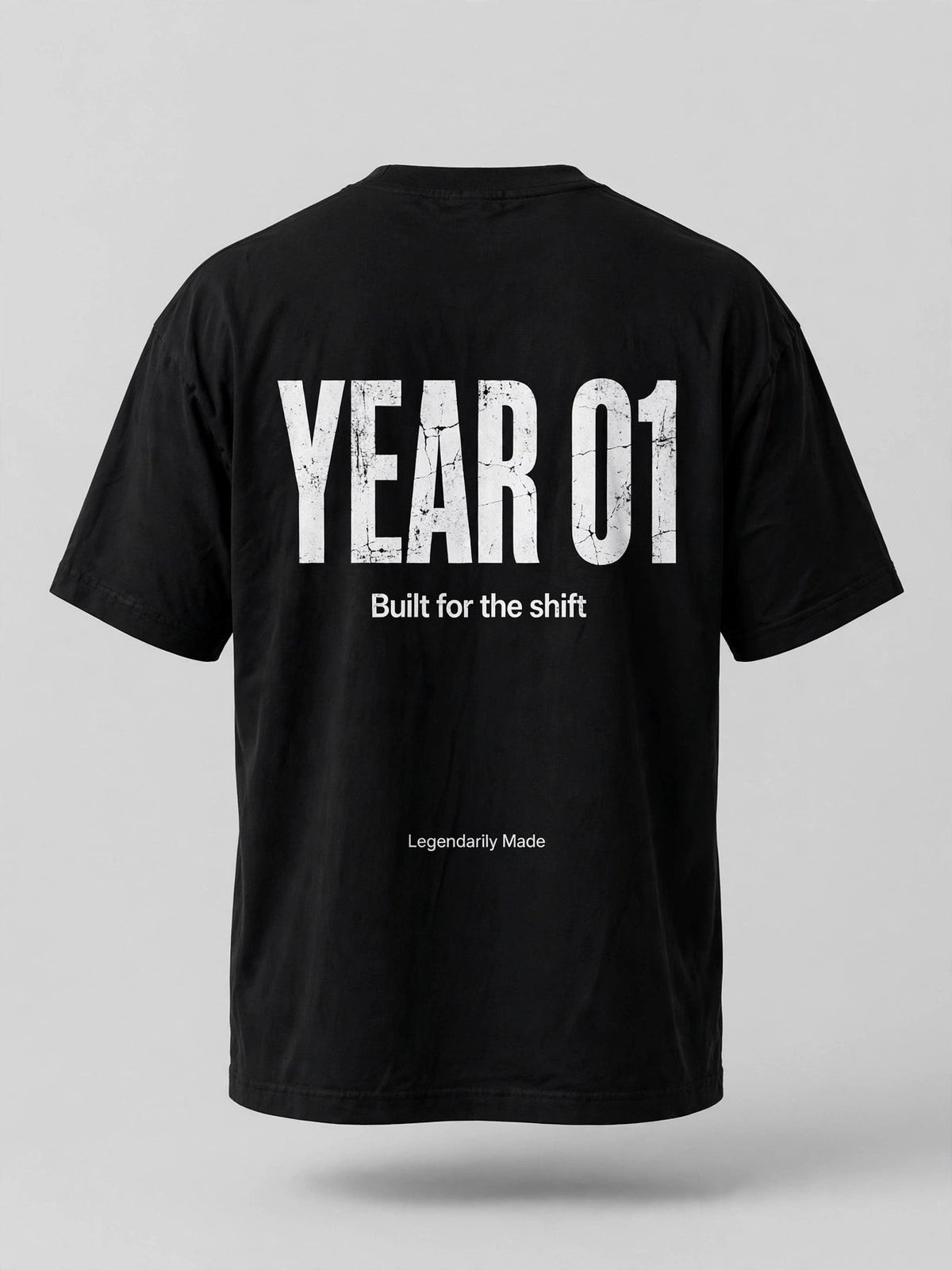 Legendarily Made YEAR 01 Tee - Black, Front Logo, Heavyweight Unisex Workwear T-Shirt