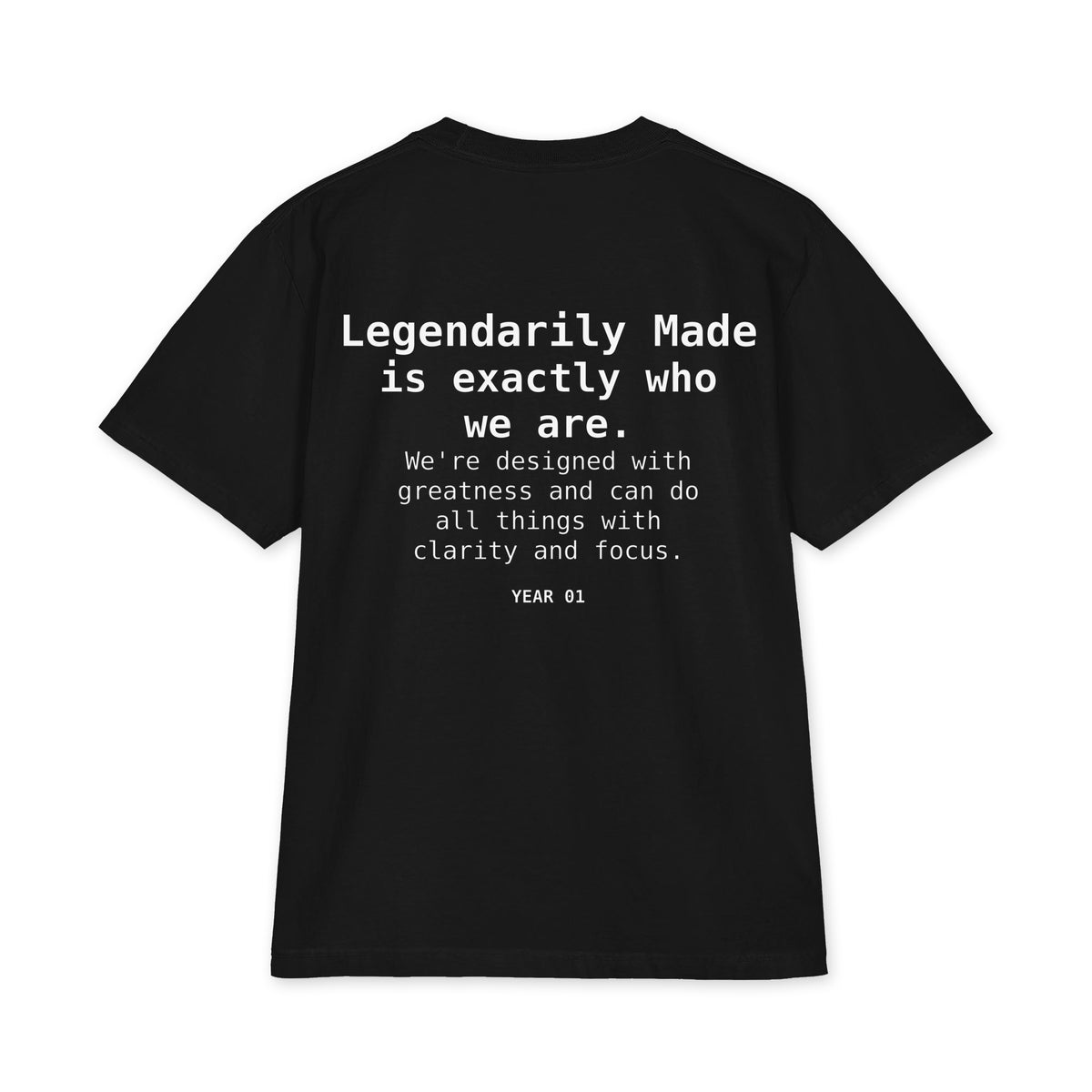 The Statement Heavyweight Tee black back - Legendarily Made statement print