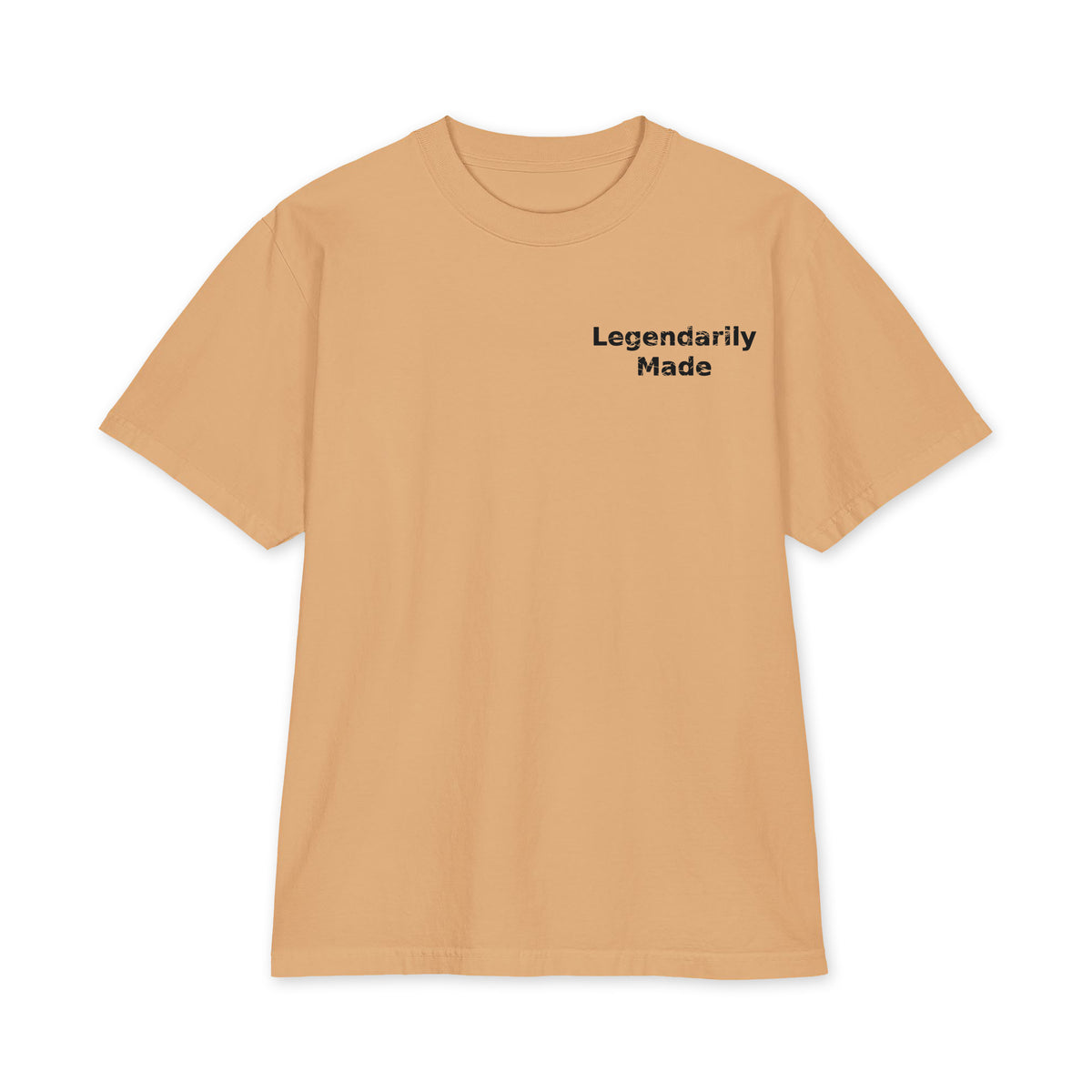 The Statement Heavyweight Tee tan front - Legendarily Made small chest logo