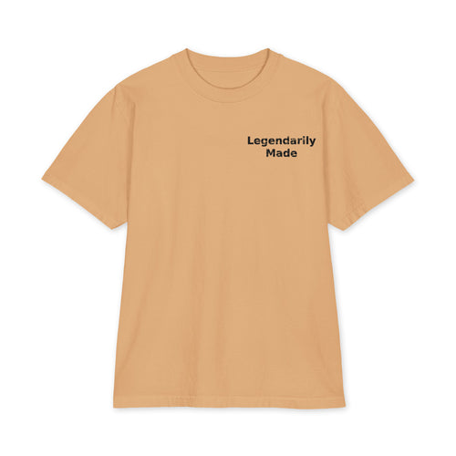 The Statement Heavyweight Tee tan front - Legendarily Made small chest logo